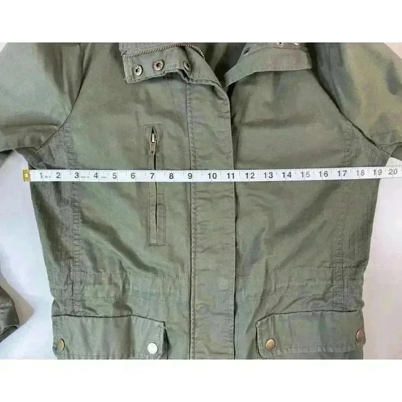 Love Tree Womens L Olive Green Military Utility Jacket Chore Pocket Zip Button - Picture 10 of 14
